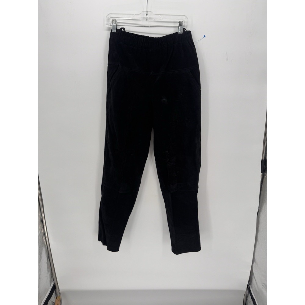 Vintage Women's Suede Pants Size M Black Genuine Suede Leather Lined Tapered Leg